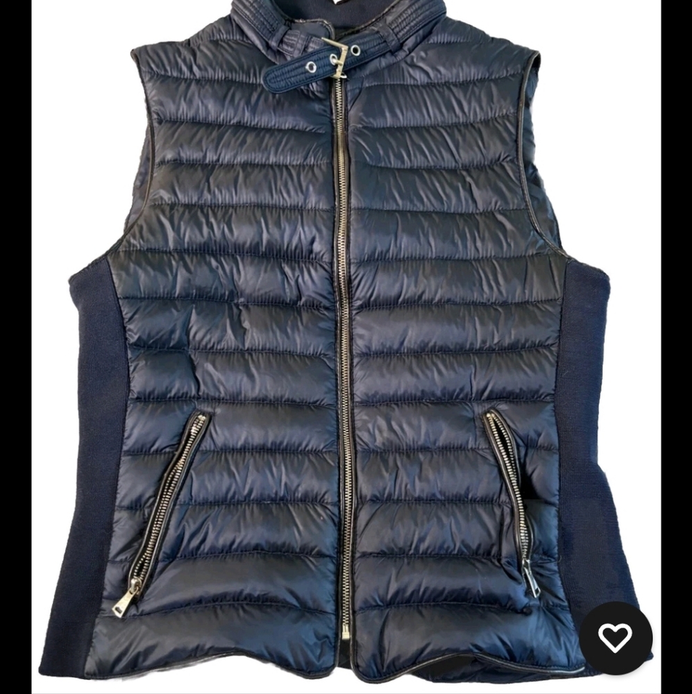 Zara Navy Quilted Puffer Vest